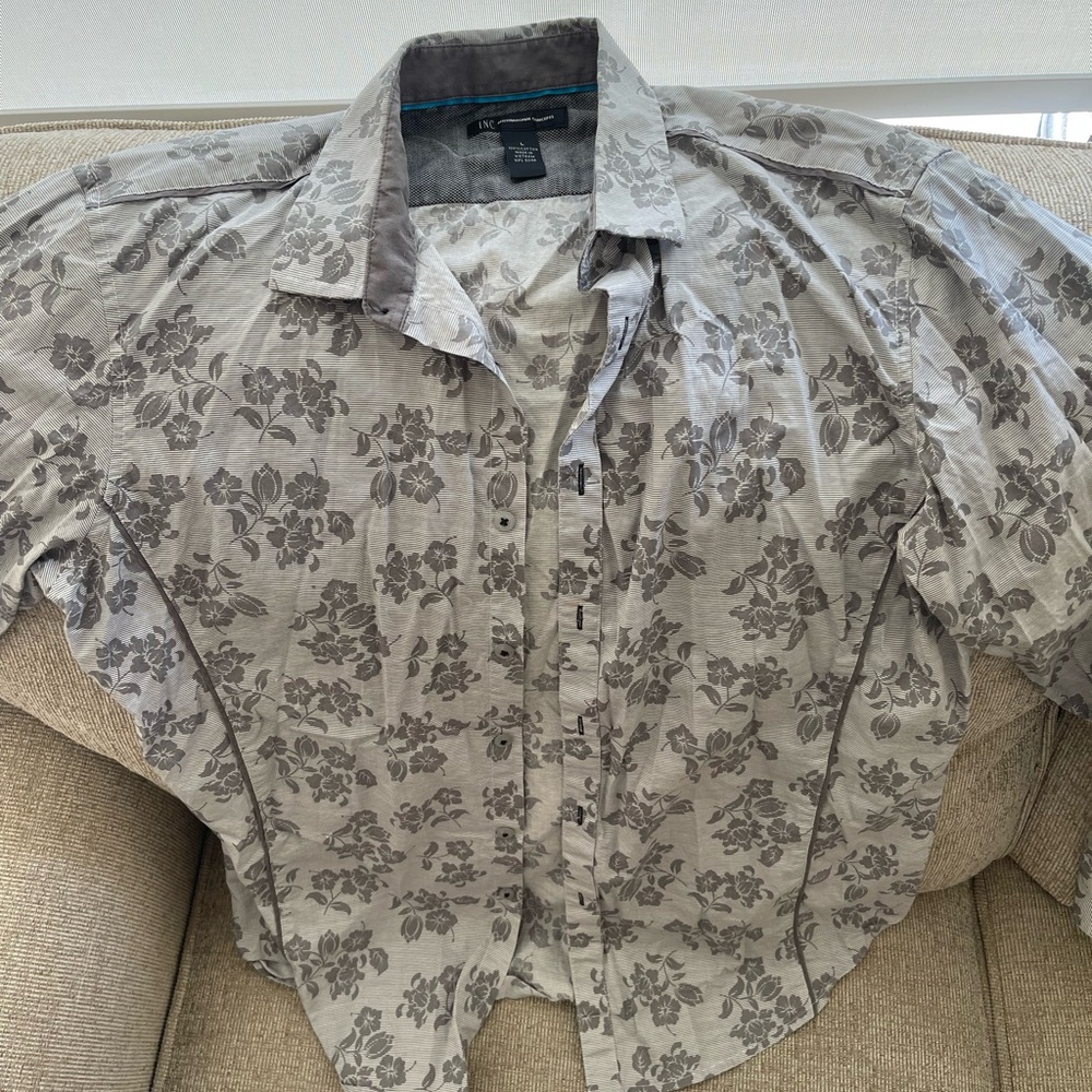 INC International Concepts Gray Floral Men's Shirt